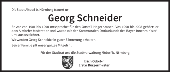 Traueranzeige von Georg Schneider von Der Bote
