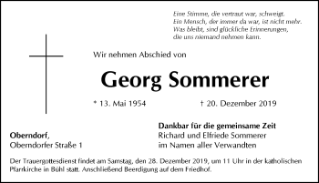 Traueranzeige von Georg Sommerer von Pegnitz-Zeitung