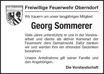 Traueranzeige von Georg Sommerer von Pegnitz-Zeitung