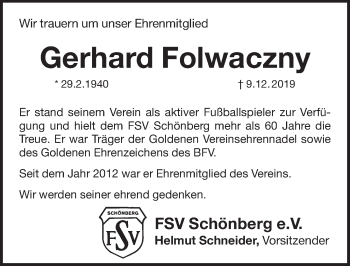 Traueranzeige von Gerhard Folwaczny von Pegnitz-Zeitung