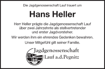 Traueranzeige von Hans Heller von Pegnitz-Zeitung