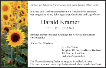 Traueranzeige von Harald Kramer von Der Bote