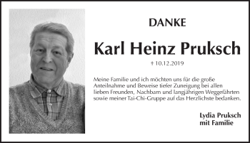 Traueranzeige von Karl Heinz Pruksch von Pegnitz-Zeitung