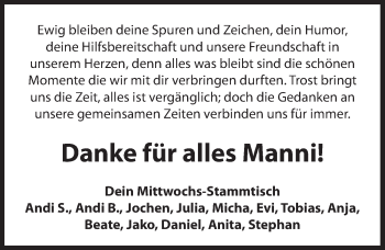 Traueranzeige von Manni  von Hersbrucker Zeitung