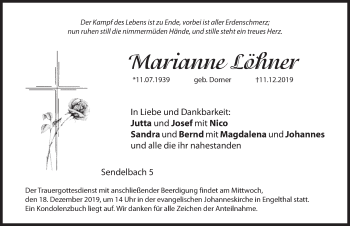Traueranzeige von Marianne Löhner von Hersbrucker Zeitung