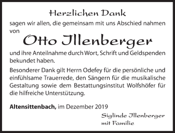 Traueranzeige von Otto Illenberger von Hersbrucker Zeitung