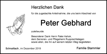 Traueranzeige von Peter Gebhard von Pegnitz-Zeitung