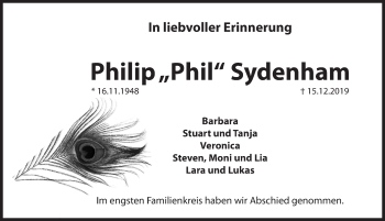Traueranzeige von Philip Sydenham von Hersbrucker Zeitung