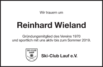 Traueranzeige von Reinhard Wieland von Pegnitz-Zeitung
