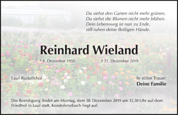Traueranzeige von Reinhard Wieland von Pegnitz-Zeitung
