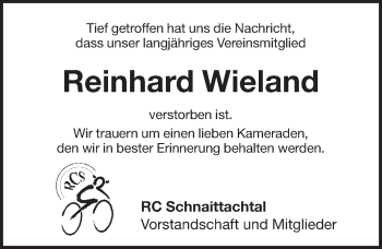 Traueranzeige von Reinhard Wieland von Pegnitz-Zeitung