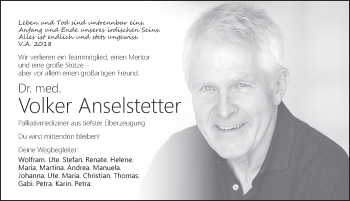 Traueranzeige von Volker Anselstetter von Pegnitz-Zeitung