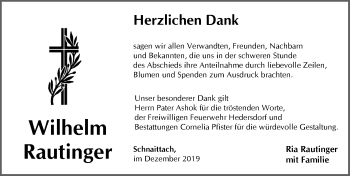 Traueranzeige von Wilhelm Rautinger von Pegnitz-Zeitung