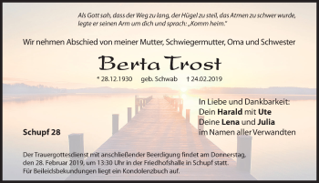 Traueranzeige von Berta Trost von Hersbrucker Zeitung