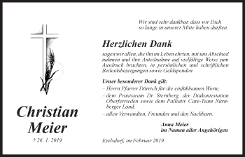 Traueranzeige von Christian Meier von Der Bote