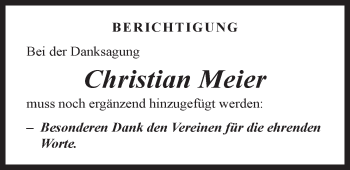 Traueranzeige von Christian Meier von Der Bote