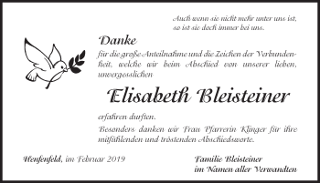Traueranzeige von Elisabeth Bleisteiner von Hersbrucker Zeitung