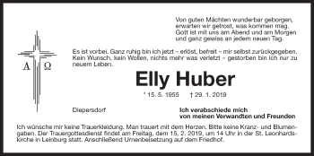 Traueranzeige von Elly Huber von Der Bote