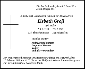 Traueranzeige von Elsbeth Groß von Der Bote