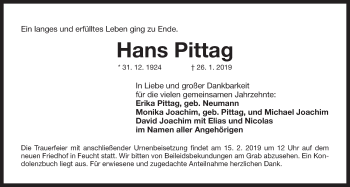 Traueranzeige von Hans Pittag von Der Bote