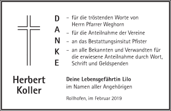 Traueranzeige von Herbert Koller von Pegnitz-Zeitung