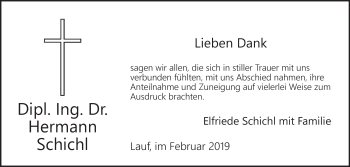 Traueranzeige von Hermann Schichl von Pegnitz-Zeitung
