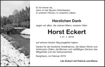 Traueranzeige von Horst Eckert von Der Bote