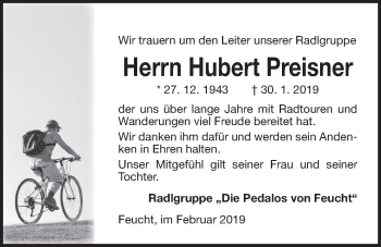 Traueranzeige von Hubert Preisner von Der Bote