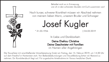 Traueranzeige von Josef Kugler von Hersbrucker Zeitung