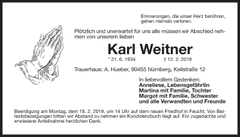 Traueranzeige von Karl Weitner von Der Bote