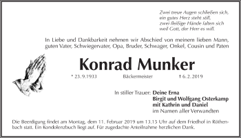 Traueranzeige von Konrad Munker von Pegnitz-Zeitung