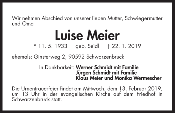 Traueranzeige von Luise Meier von Der Bote