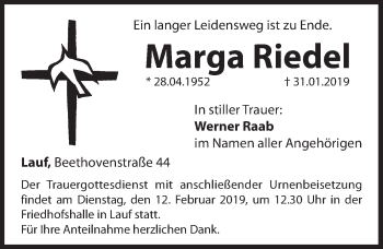 Traueranzeige von Marga Riedel von Pegnitz Zeitung