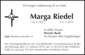 Traueranzeige von Marga Riedel von Pegnitz-Zeitung