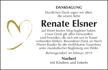Traueranzeige von Renate Magdalena Elsner von Pegnitz-Zeitung