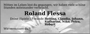 Traueranzeige von Roland Flessa von Pegnitz-Zeitung