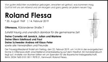 Traueranzeige von Roland Flessa von Pegnitz-Zeitung