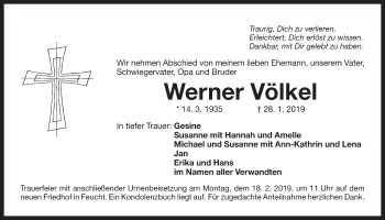 Traueranzeige von Werner Völkel von Der Bote