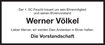 Traueranzeige von Werner Völkel von Der Bote