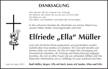 Traueranzeige von Elfriede Müller von Pegnitz-Zeitung