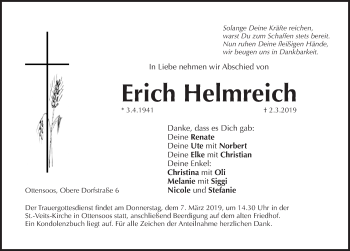 Traueranzeige von Erich Heimreich von Pegnitz-Zeitung