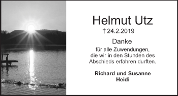 Traueranzeige von Helmut Utz von Pegnitz-Zeitung