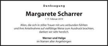 Traueranzeige von Margarete Scharrer von Hersbrucker Zeitung