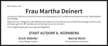 Traueranzeige von Martha Deinert von Der Bote