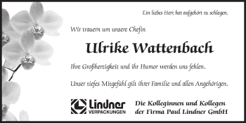 Traueranzeige von Ulrike Wattenbach von Hersbrucker Zeitung