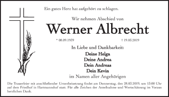 Traueranzeige von Werner Albrecht von Hersbrucker Zeitung