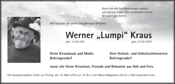 Traueranzeige von Werner 