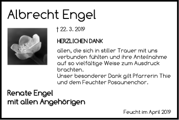 Traueranzeige von Albrecht Engel von Der Bote