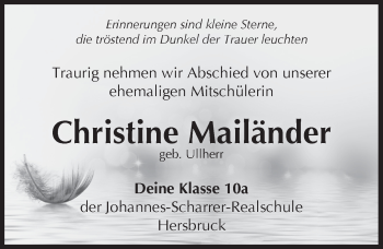 Traueranzeige von Christine Mailänder von Hersbrucker Zeitung