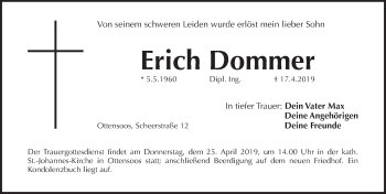 Traueranzeige von Erich Dommer von Pegnitz-Zeitung